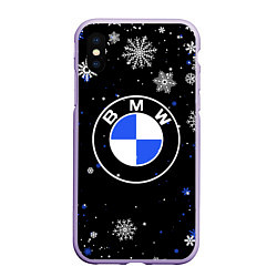Чехол iPhone XS Max матовый НОВОГОДНИЙ БМВ НОВЫЙ ГОД BMW, цвет: 3D-светло-сиреневый