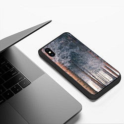 Чехол iPhone XS Max матовый Зимний еловый лес, цвет: 3D-черный — фото 2