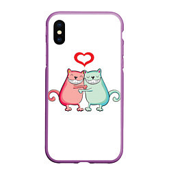 Чехол iPhone XS Max матовый Кошачья любовь, цвет: 3D-фиолетовый