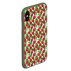 Чехол iPhone XS Max матовый Весенние Тюльпаны, цвет: 3D-темно-зеленый — фото 2