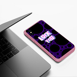 Чехол iPhone XS Max матовый Фраза - Luck You, цвет: 3D-малиновый — фото 2