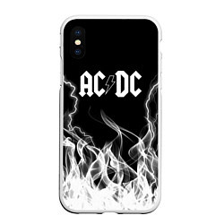 Чехол iPhone XS Max матовый ACDC Fire, цвет: 3D-белый