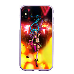 Чехол iPhone XS Max матовый ARCANE League Of Legends JINX взрыв, цвет: 3D-светло-сиреневый