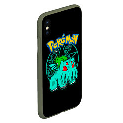 Чехол iPhone XS Max матовый Бульбатулху - Покемоны, цвет: 3D-темно-зеленый — фото 2