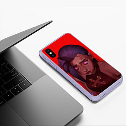 Чехол iPhone XS Max матовый Arcane - League Of Legends Jinx red, цвет: 3D-светло-сиреневый — фото 2