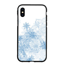 Чехол iPhone XS Max матовый Коллекция Зимняя сказка Снежинки Sn-1, цвет: 3D-черный
