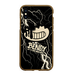 Чехол iPhone XS Max матовый Bendy and the Ink Machine МОЛНИЯ, цвет: 3D-коричневый