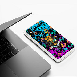 Чехол iPhone XS Max матовый Маска Сяо Лин Genshin трещины, цвет: 3D-белый — фото 2