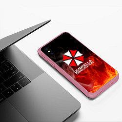 Чехол iPhone XS Max матовый Umbrella Corporation пламя, цвет: 3D-малиновый — фото 2