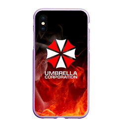 Чехол iPhone XS Max матовый Umbrella Corporation пламя, цвет: 3D-сиреневый