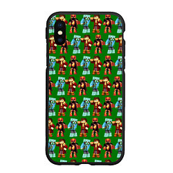 Чехол iPhone XS Max матовый Minecraft heros pattern, цвет: 3D-черный