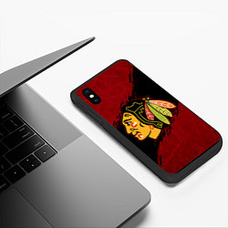 Чехол iPhone XS Max матовый Chicago Blackhawks, Чикаго Блэкхокс, цвет: 3D-черный — фото 2
