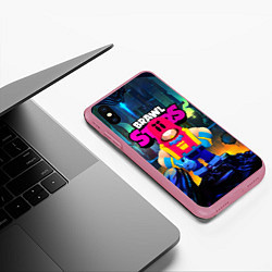 Чехол iPhone XS Max матовый GROM SPACE BRAWL STARS, цвет: 3D-малиновый — фото 2