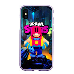 Чехол iPhone XS Max матовый GROM SPACE BRAWL STARS, цвет: 3D-светло-сиреневый