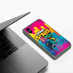 Чехол iPhone XS Max матовый BRAWL STARS ВМЕСТЕ, цвет: 3D-темно-зеленый — фото 2