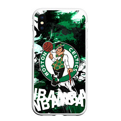 Чехол iPhone XS Max матовый Бостон Селтикс , Boston Celtics, цвет: 3D-белый