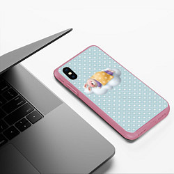 Чехол iPhone XS Max матовый Спящий кролик, цвет: 3D-малиновый — фото 2