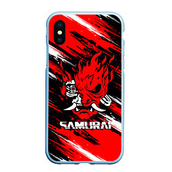 Чехол iPhone XS Max матовый SAMURAI CYBERPUNK 2077 КИБЕРПАНК 2077, цвет: 3D-голубой