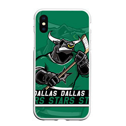 Чехол iPhone XS Max матовый Dallas Stars, Даллас Старз, цвет: 3D-белый