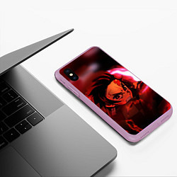 Чехол iPhone XS Max матовый ТАНДЖИРО ДЫХАНИЕ ОГНЯ, цвет: 3D-сиреневый — фото 2
