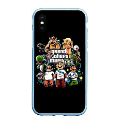 Чехол iPhone XS Max матовый Mario x GTA, цвет: 3D-голубой