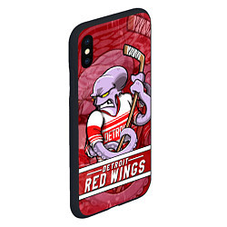 Чехол iPhone XS Max матовый Детройт Ред Уингз, Detroit Red Wings Маскот, цвет: 3D-черный — фото 2