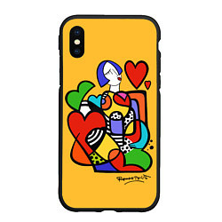 Чехол iPhone XS Max матовый Girl with hearts, цвет: 3D-черный