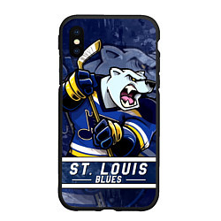 Чехол iPhone XS Max матовый Сент-Луис Блюз, St Louis Blues Маскот, цвет: 3D-черный