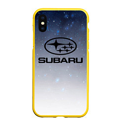 Чехол iPhone XS Max матовый SUBARU авто, супер, цвет: 3D-желтый