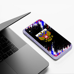 Чехол iPhone XS Max матовый Russia Флаг с Гербом, цвет: 3D-светло-сиреневый — фото 2