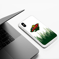 Чехол iPhone XS Max матовый Minnesota Wild, Миннесота Уайлд Лес, цвет: 3D-белый — фото 2