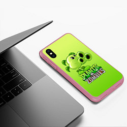 Чехол iPhone XS Max матовый Lants vs Zombies - Тристрел, цвет: 3D-малиновый — фото 2