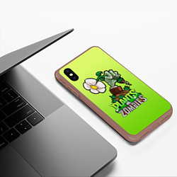 Чехол iPhone XS Max матовый Plants vs Zombies зомбо-рука, цвет: 3D-коричневый — фото 2