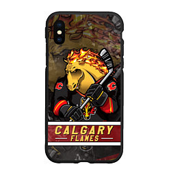 Чехол iPhone XS Max матовый Калгари Флэймз, Calgary Flames Маскот