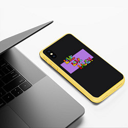 Чехол iPhone XS Max матовый Live, Love, Lauch Ромеро Бритто, цвет: 3D-желтый — фото 2