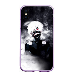 Чехол iPhone XS Max матовый Токийский Гуль в Дыму Tokyo Ghoul Smoke, цвет: 3D-сиреневый