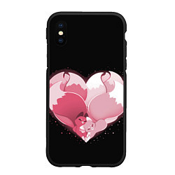 Чехол iPhone XS Max матовый Сердце Две Кицуне, цвет: 3D-черный