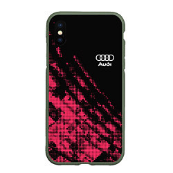 Чехол iPhone XS Max матовый Audi Текстура, цвет: 3D-темно-зеленый