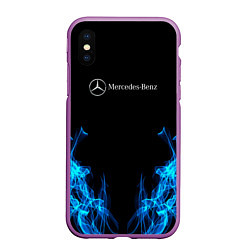Чехол iPhone XS Max матовый Mercedes-Benz Fire, цвет: 3D-фиолетовый