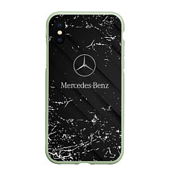 Чехол iPhone XS Max матовый Mercedes-Benz штрихи black, цвет: 3D-салатовый