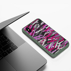 Чехол iPhone XS Max матовый Розовый камуфляж ЯЖМАТЬ, цвет: 3D-темно-зеленый — фото 2