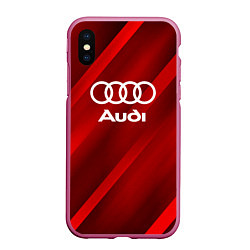 Чехол iPhone XS Max матовый Audi red полосы, цвет: 3D-малиновый