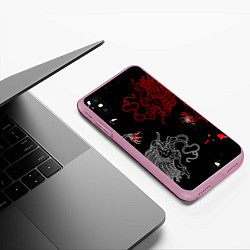 Чехол iPhone XS Max матовый Китайский дракон Красно - Белый, цвет: 3D-розовый — фото 2