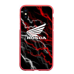 Чехол iPhone XS Max матовый Honda Разряд молнии, цвет: 3D-красный
