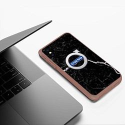Чехол iPhone XS Max матовый Volvo - Трещина, цвет: 3D-коричневый — фото 2