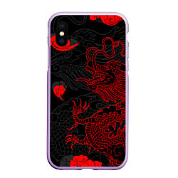 Чехол iPhone XS Max матовый Дракон Китайский дракон, цвет: 3D-сиреневый