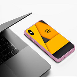 Чехол iPhone XS Max матовый Honda - Yellow, цвет: 3D-розовый — фото 2