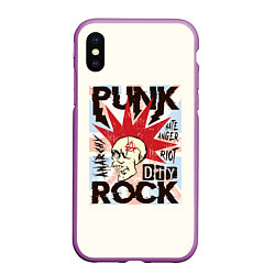 Чехол iPhone XS Max матовый Punk Rock Панк, цвет: 3D-фиолетовый