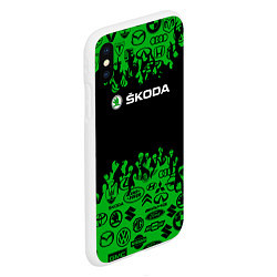 Чехол iPhone XS Max матовый Skoda паттерн логотипов авто, цвет: 3D-белый — фото 2