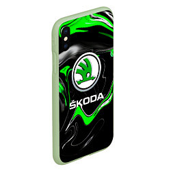 Чехол iPhone XS Max матовый Skoda: Auto Logo, цвет: 3D-салатовый — фото 2